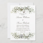 カスタムホワイトグレーマリーン航海のビーチ結婚式 招待状 (正面)