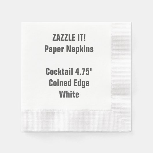 カスタムホワイトコーインドカクテルペーパーナプキン空白の 縁ありカクテルナプキン (正面)