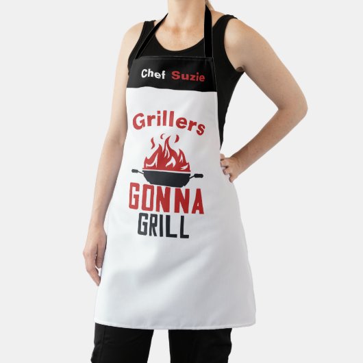 カスタムホワイトシェフのパーソナライズされた名前グルメミーム エプロン (インサイチュ)
