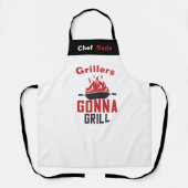 カスタムホワイトシェフのパーソナライズされた名前グルメミーム エプロン (正面)