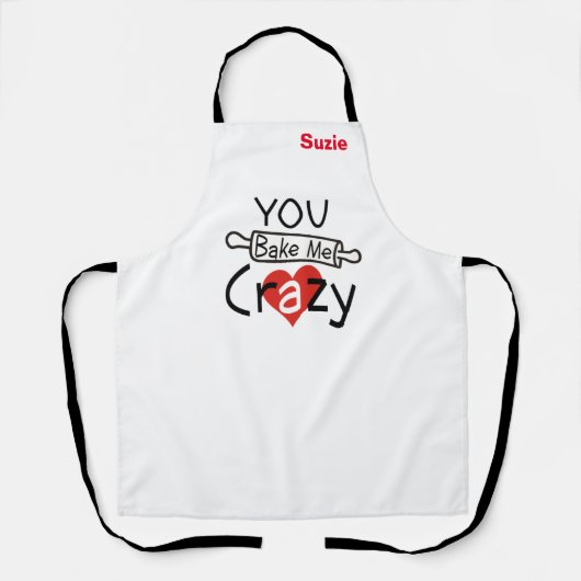 カスタムホワイトシェフベーカー名パーソナライズされたおもしろい エプロン (正面)