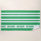 カスタムホワイトシーグリーンストライプズ模様 ビーチタオル (正面)