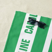 カスタムホワイトシーグリーンストライプズ模様 ビーチタオル (インサイチュ)