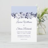 カスタムホワイトソフトブルーアントワネット花模様結婚ズ 招待状 (スタンド正面)