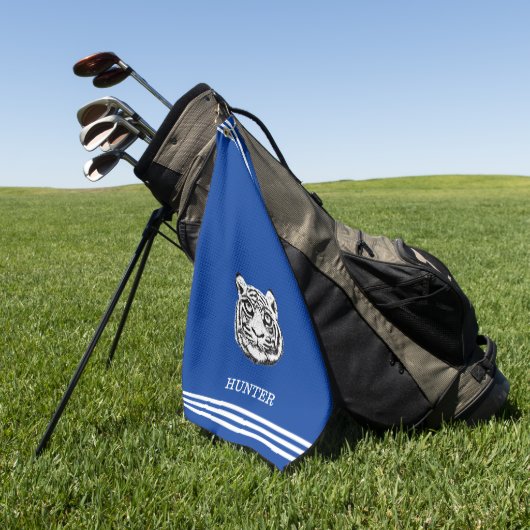 カスタムホワイトタイガーとブルーストライプの三つの王室の ゴルフタオル (グリーン)