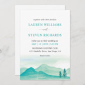 カスタムホワイトティール（緑がかった色）ブルーデザートマウン結婚ズ 招待状 (正面/裏面)