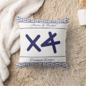 カスタムホワイトネイビー名引用文結婚の形見 クッション (ブランケット)