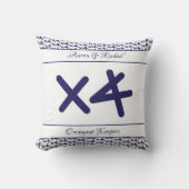 カスタムホワイトネイビー名引用文結婚の形見 クッション (正面)