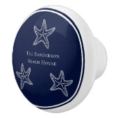 カスタムホワイトネイビ航海のブルースターフィッシュビーチ セラミックノブ (右)