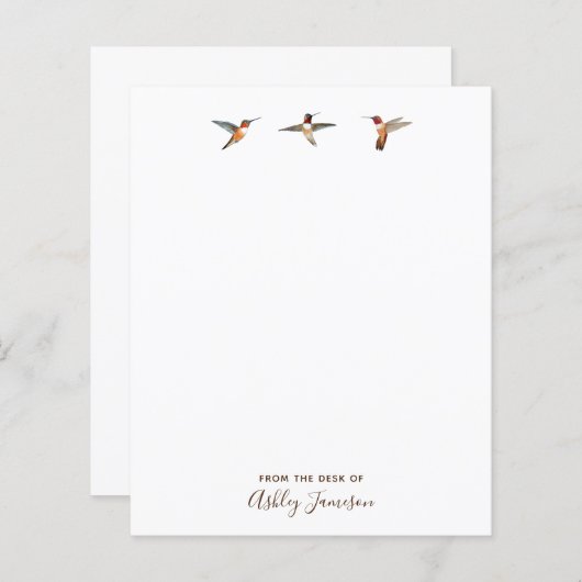カスタムホワイトハミングバード文房具紙 (正面/裏面)
