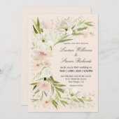 カスタムホワイトパステルピンクロお洒落マンシャルコーナー 招待状 (正面/裏面)