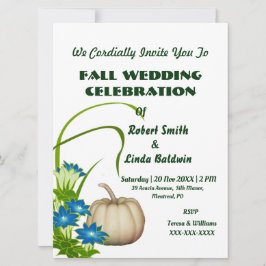 カスタムホワイトパンプキン秋フローラグリーン 招待状