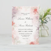 カスタムホワイトパープルピンクソフトデリケート花模様 招待状 (スタンド正面)
