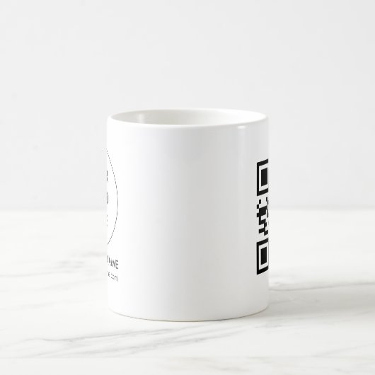 カスタムホワイトビモダンジネスのロゴとQRコード コーヒーマグカップ (中央)