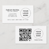 カスタムホワイトビモダンジネスのロゴとQRコード 名刺 (正面/裏面)