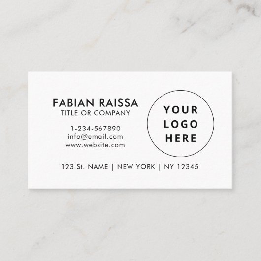 カスタムホワイトビモダンジネスのロゴとQRコード 名刺 (正面)