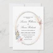 カスタムホワイトピンクお洒落リースフローラプレミアム 招待状 (正面)