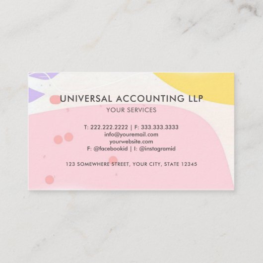 カスタムホワイトピンクイエローエステティックプロフェッショナル 名刺 (裏面)