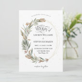 カスタムホワイトピンクガーデンリース&リングや輪 招待状 (スタンド正面)