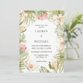 カスタムホワイトピンクピーチアフリカンフレ結婚ーム 招待状 (スタンド正面)