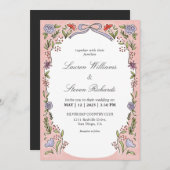 カスタムホワイトピンクブルーフェアユタールラブズ結婚ーズ 招待状 (正面/裏面)