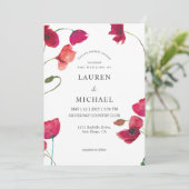 カスタムホワイトピンクレッドローズポピー結婚ズ 招待状 (スタンド正面)