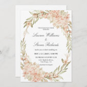 カスタムホワイトピンクヴィンテージアジサイフローラプレミアム 招待状 (正面/裏面)