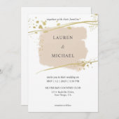 カスタムホワイトピンク金ゴールドニュー結婚ストーリー 招待状 (正面/裏面)