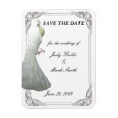 カスタムホワイトピーコックウェディングデイトマグネットを保存 マグネット (縦)