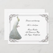 カスタムホワイトピーコックウェディングレセプションカード 招待状 (正面/裏面)