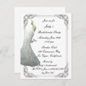 カスタムホワイトピーコックバチェロレッテ招待状 招待状 (正面/裏面)