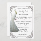 カスタムホワイトピーコック結婚式招待状 招待状 (正面/裏面)