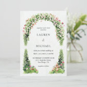 カスタムホワイトフローラモネ庭園の結婚式 招待状 (スタンド正面)