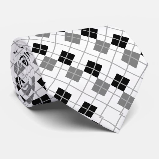 カスタムホワイトブラックとグレイアーガイルタイ ネクタイ (ロール)