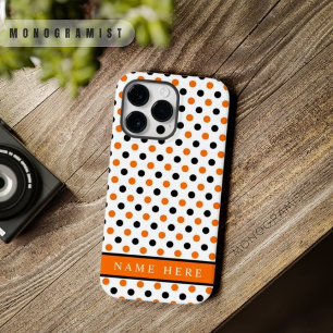 カスタムホワイトブラックオレンジ水玉模様デザイン Case-Mate iPhone 14 PRO MAXケース