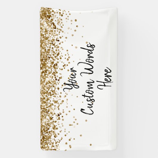 カスタムホワイトブラックゴールド誕生日パーティーフォトブース 横断幕 (縦)