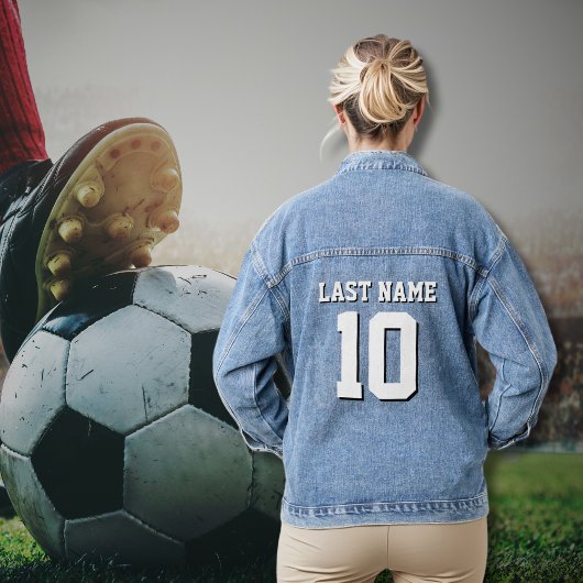 カスタムホワイトブラックスポーツジャージーナンバージーンズ デニムジャケット