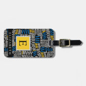 カスタムホワイトブラックブルーイエロー抽象芸術パターン ラゲッジタグ (正面横)