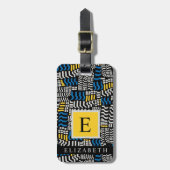 カスタムホワイトブラックブルーイエロー抽象芸術パターン ラゲッジタグ (正面縦)