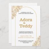 カスタムホワイトブランドと金ゴールドミニマル結婚リスト 招待状 (正面/裏面)