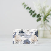 カスタムホワイトブルーピンク花柄プロフェッショナル 名刺 (スタンド正面)