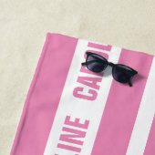 カスタムホワイトホットキャンディピンクストライプ色パターン ビーチタオル (インサイチュ)