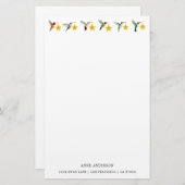 カスタムホワイトホルディデイズハミングバーズステーショナリー 便箋 (正面/裏面)