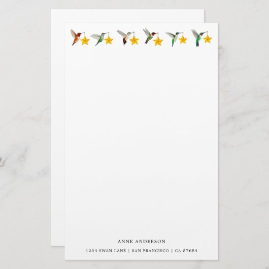 カスタムホワイトホルディデイズハミングバーズステーショナリー 便箋 (正面/裏面)