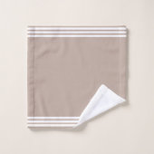 カスタムホワイトホース&ライトベージュストライプ上の3つの バスタオルセット (ウォッシュタオル)