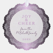 カスタムホワイトマンダラリースフェイクパープルピンクメタル オーナメントカード (裏面)