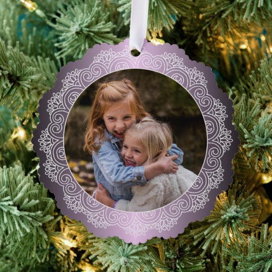 カスタムホワイトマンダラリースフェイクパープルピンクメタル オーナメントカード (インサイチュ (木))