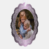 カスタムホワイトマンダラリースフェイクパープルピンクメタル オーナメントカード (右)