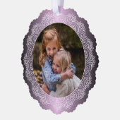 カスタムホワイトマンダラリースフェイクパープルピンクメタル オーナメントカード (左)