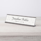 カスタムホワイトマーブルモダンプロフェッショナル デスクネームプレート (正面)